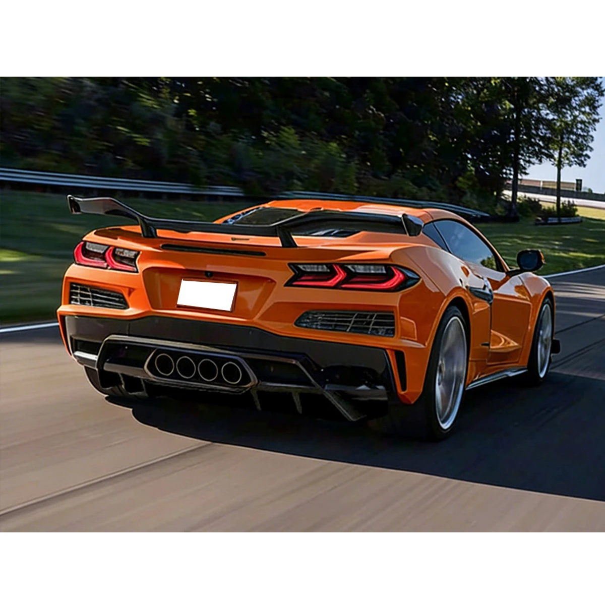 2022-2025년형 쉐보레 콜벳 C8 E-Ray & Z06 모델용 리어 범퍼 립 디퓨저 스포일러 스플리터 카본룩 글로시 블랙