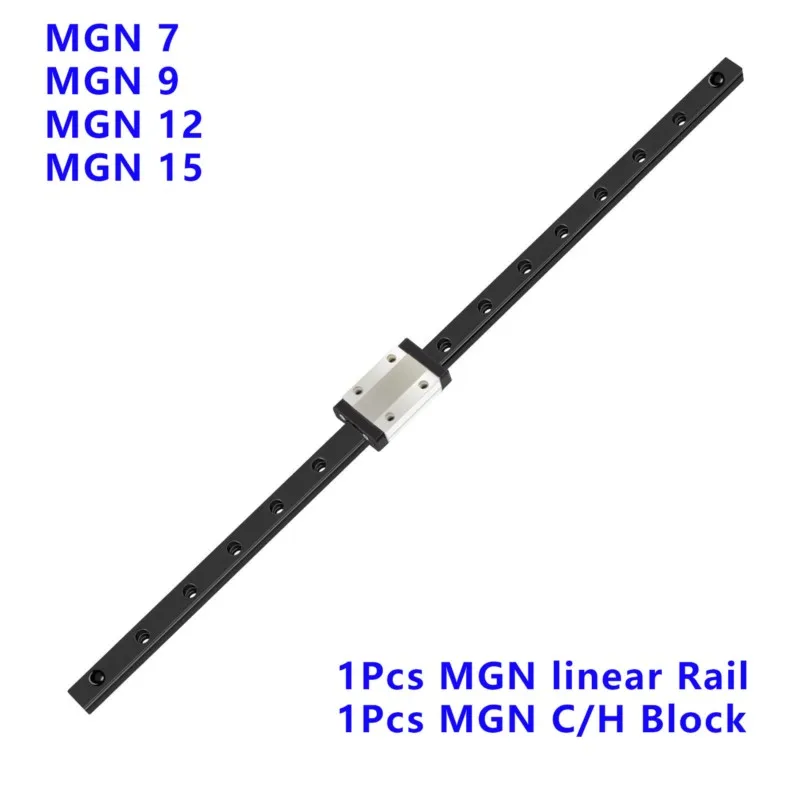 1Pcs Black MGN7 MGN9 MGN12 MGN15 Miniature Linear Rail Slide 50mm to 1000mm with 1Pcs MGN Slider Antirust Blackening Treatment