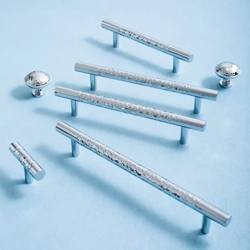 Bright Chrome/ Solid Brass Cabinet Long Door Knobs and Handles ...