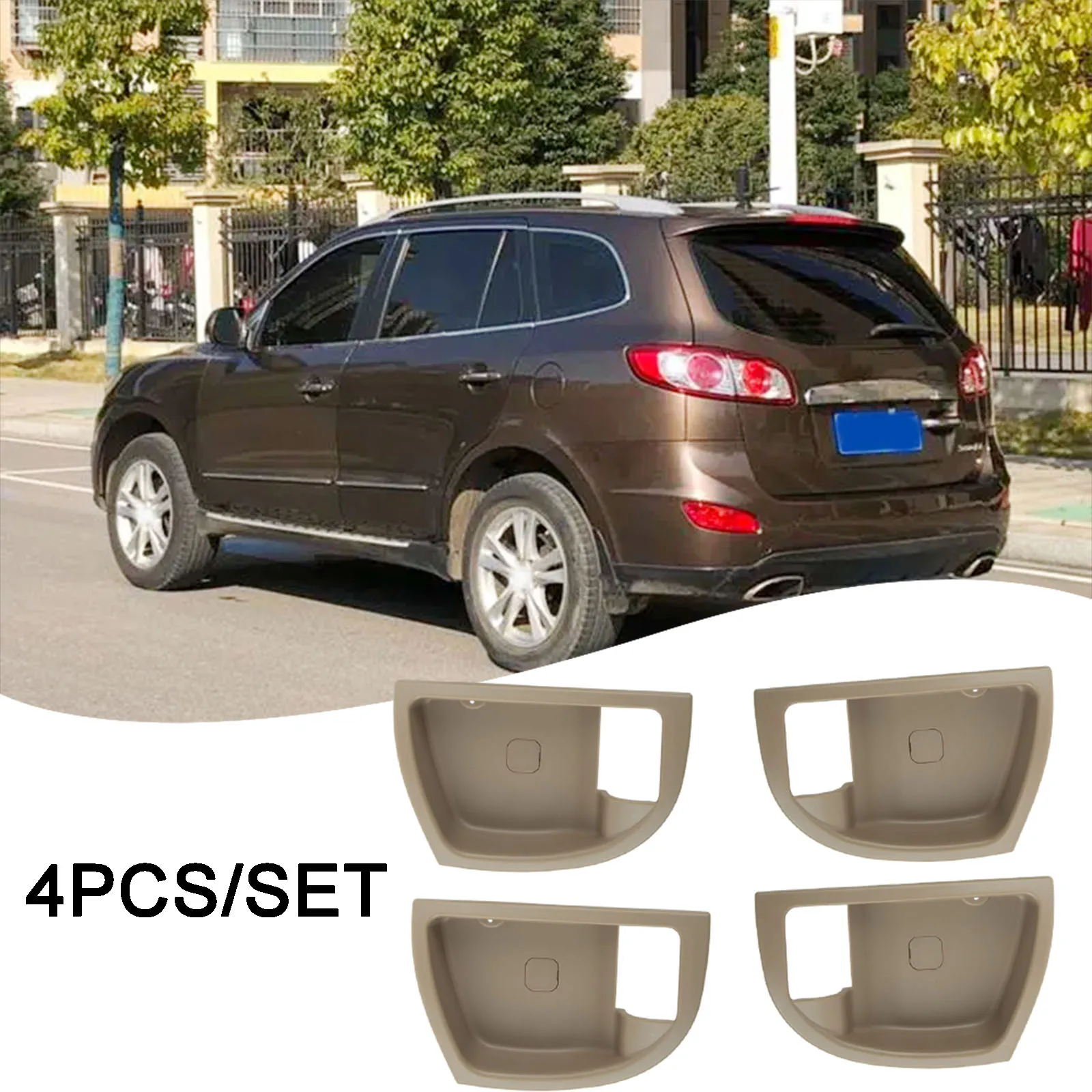 

4Pcs Beige Inside Door Handle Trim Cover Beige L&R For Hyundai Santa Fe 2007-2012 826112B000 826212B000 836112B000 836212B000