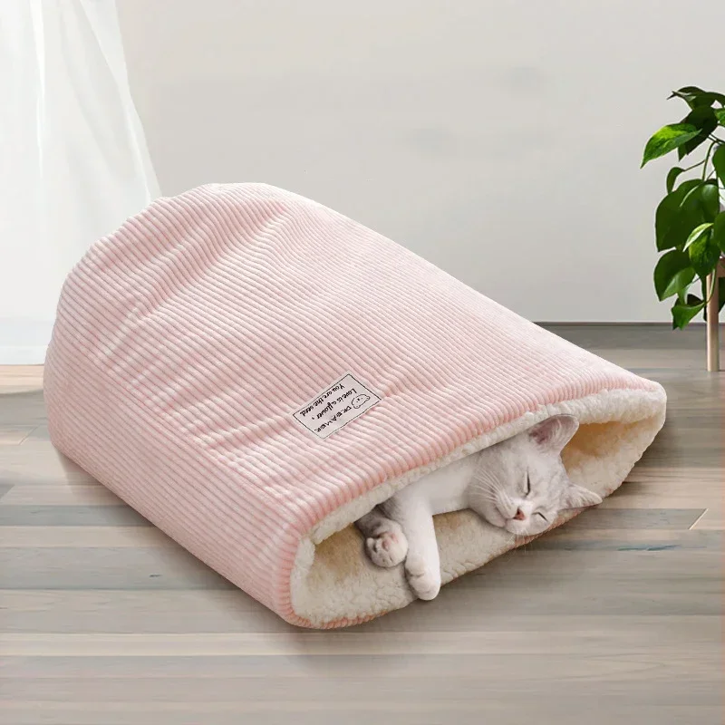 

Kitten Cave Cat Winter Plush Pet Nest Comfortable Kennel Bed Warm House Soft Basket Thicken Puppy Sleeping Dogs Medium Small Bag