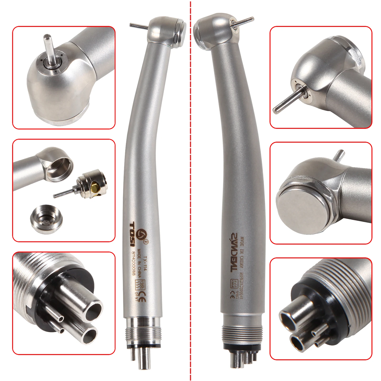 

NSK Style Dental 3 Spray High Speed Handpiece Turbine 4 Holes Push Button Stainless Steel TS TOSI Free Shipping