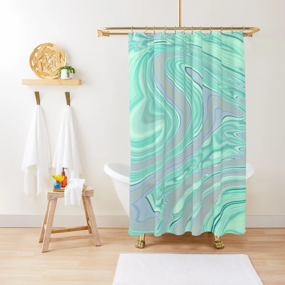 

chic spring summer seafoam green mint swirls Shower Curtain Bathroom Box Luxury Bathroom Shower Curtain