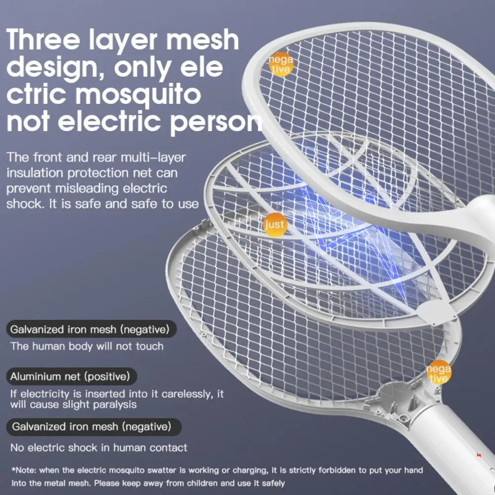 3 IN 1 Electric Mosquito Swatter Mosquito Killer 2500V USB Rechargeable Angle Not Adjustable Electric Bug Zapper Fly Bat Swatter 5 3 IN 1 Electric Mosquito Swatter Mosquito Killer 2500V USB Rechargeable Angle Not Adjustable Electric Bug Zapper Fly Bat Swatter 5