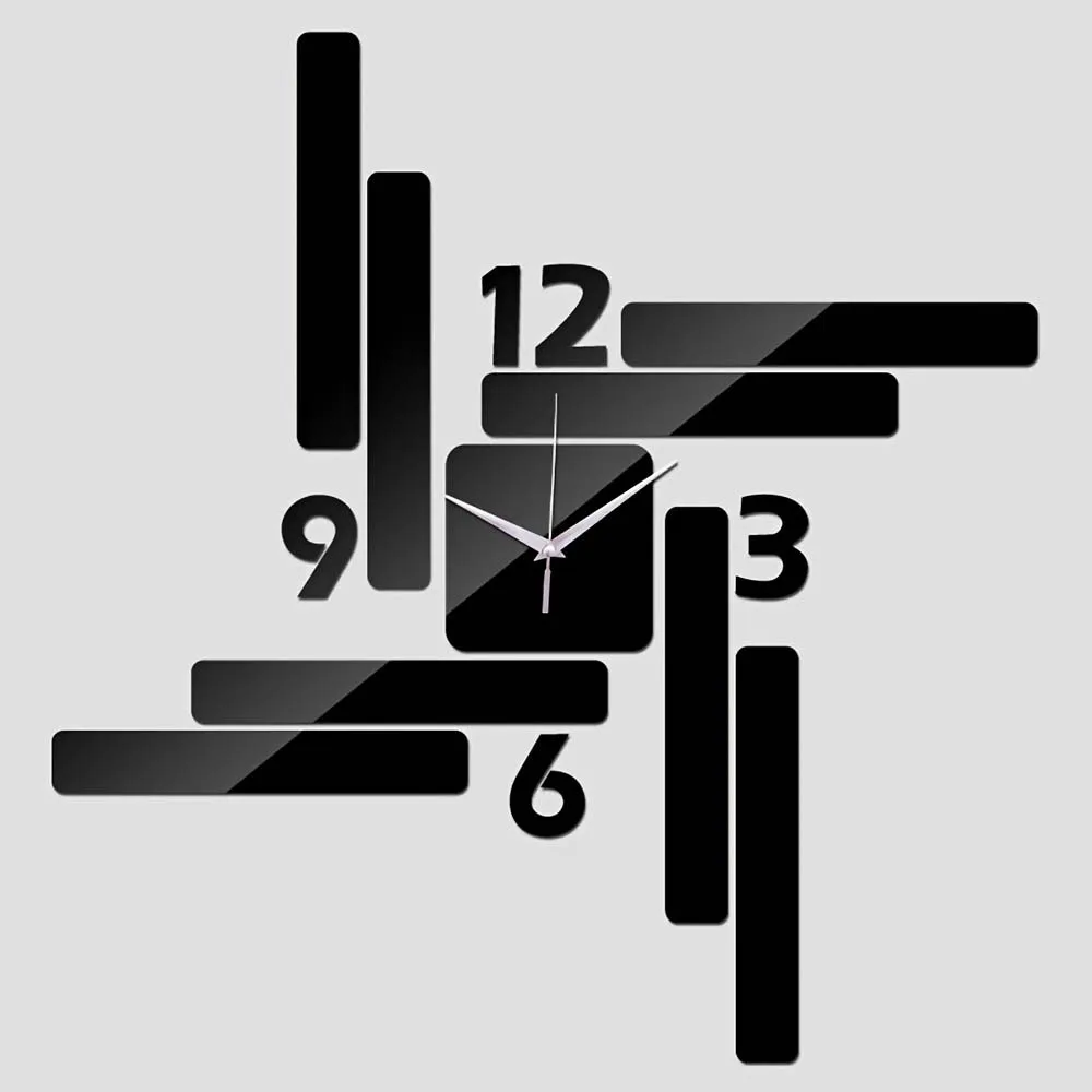 1pc Home Decoration 3d Acrylic Rectangular Mirror Wall Clock Diy Fashion Wall Sticker Clock No Battery Living Room Modern