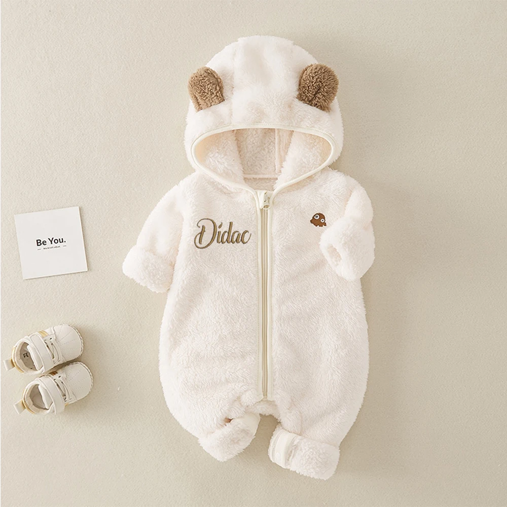 Autumn And Winter Baby Jumpsuit Personalized Embroidered Climbing Suit Baby Jumpsuit Hooded Outdoor Wear