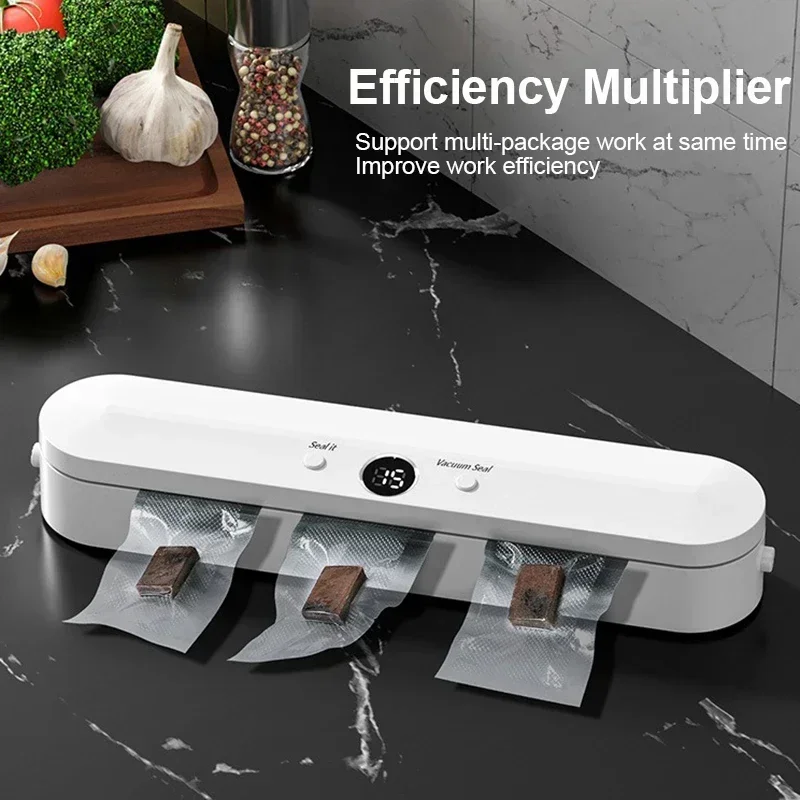 Portable Vaccum Food Sealer, 110V/220V Electric Food Bags Packaging Sealing Machine +10 bags, Snacks Bag Heat Sealer for Kitchen
