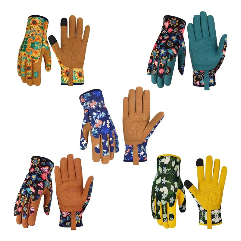1Pair Leather Garden Gloves For Weeding Digging Planting Gardening Gloves For Women Thorn-Proof Puncture-Resistant Work Gloves 2