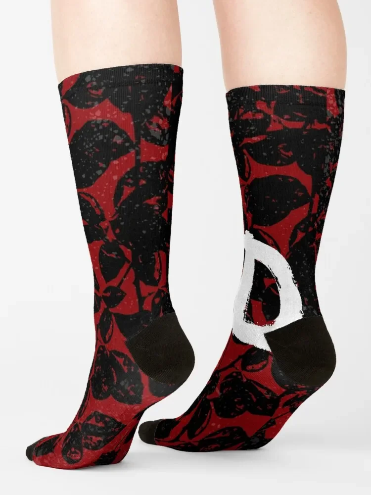 DeMo Violator Texture Black & Red Socks hiking essential Luxury Woman Socks Men's
