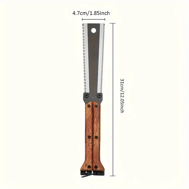 Durable SK5 Steel Multi-Functional Folding Saw-1pc Double-Edge Hand Saw with Ergonomic Handle and Safety Lock