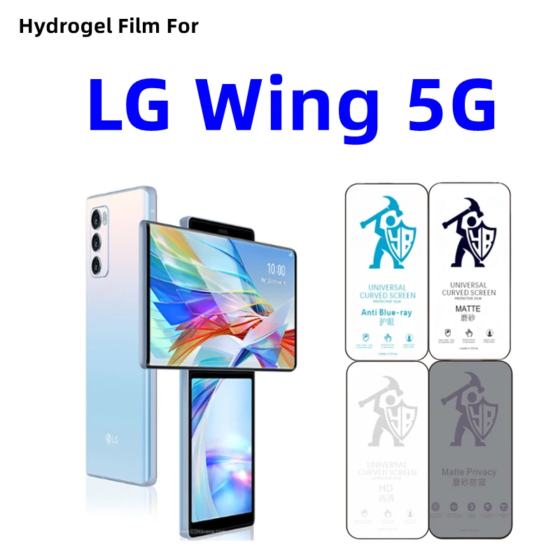 LG 윙용 무광 하이드로겔 필름, HD 외부 필름 및 내부 필름 스크린 보호대, LG 윙 5G 아이 케어 프라이버시 매트, 2 개