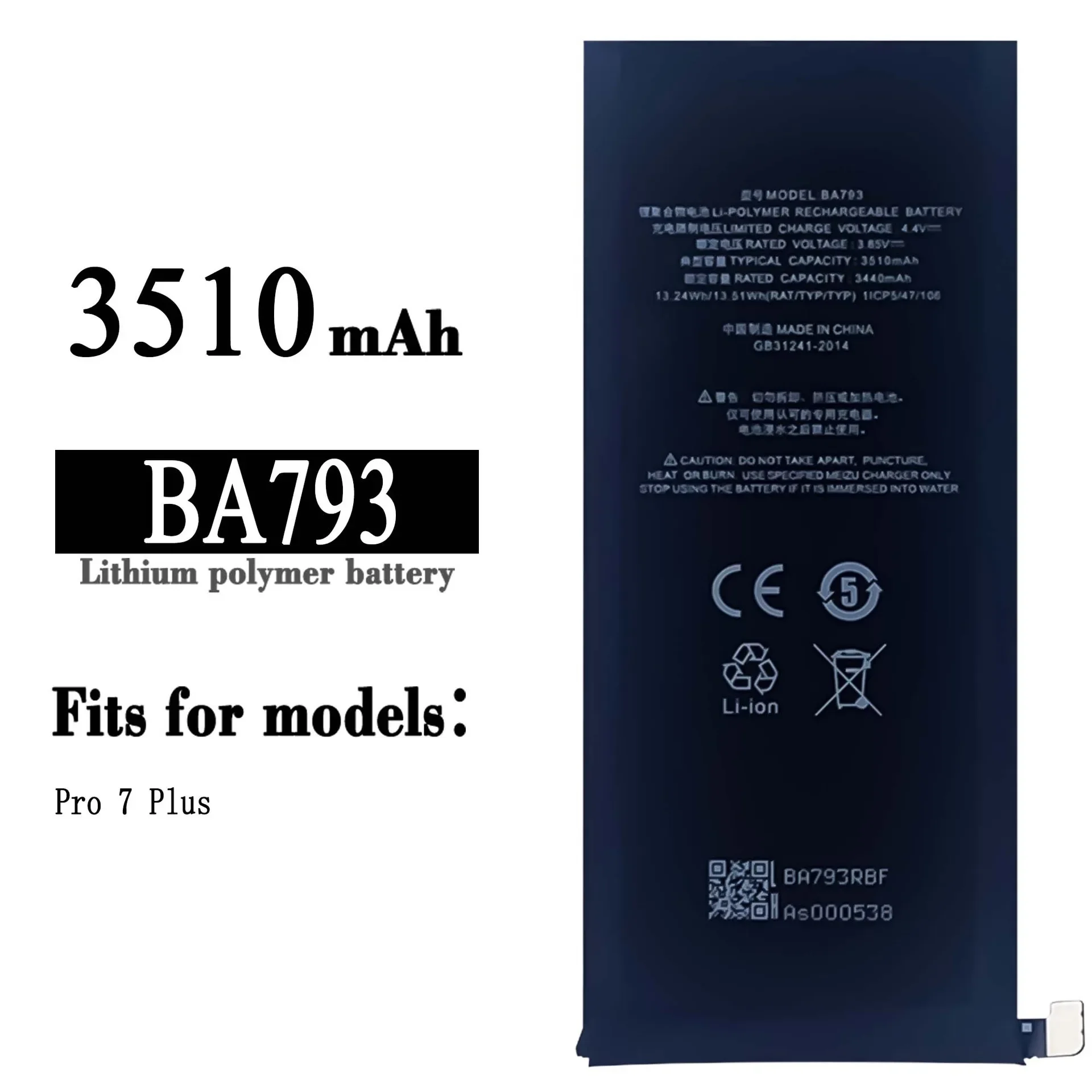 

BA793 100% Orginal High Quality 3510mAh Replacement Battery For Meizu Pro 7 Plus M793Q Mobile Phone New Large Capacity Batteries