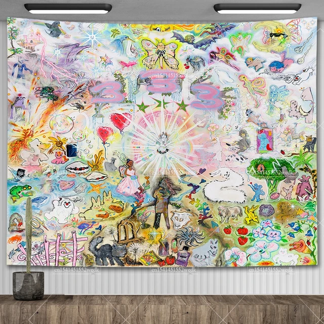 Bladee Tapestry Wall Face Art Posters for Bedroom, Hip Pop Music Album, Meme Tapestrile, Party Backdrop, Home Decoration, 333 2