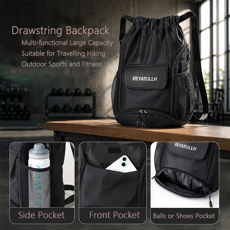 휴대용 Drawstring 가방 방수 체육관 야외 스포츠 배낭 여자 여자 소년 학교 가방 여행 수영 피트니스 하이킹 가방