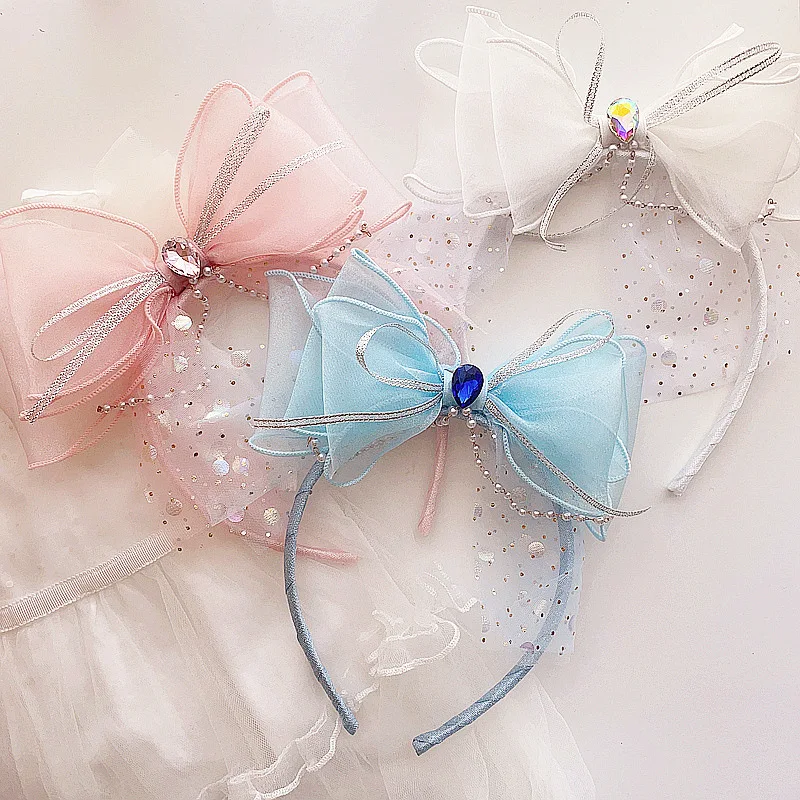 

Kids Girl Hair Hoop Korean Fashion Big Bow Pearl Hair Band for Children Girl Birthday Party Lovely Hair Accessories Kids Gift