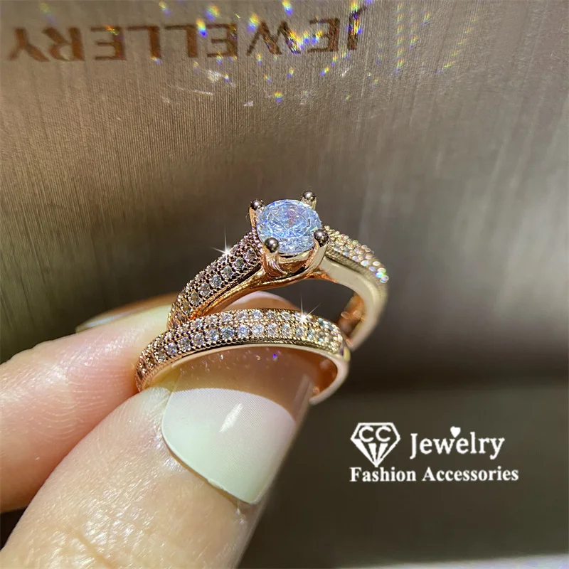 CC Double Rings For Women 2pcs Stackable Bridal Sets Fashion