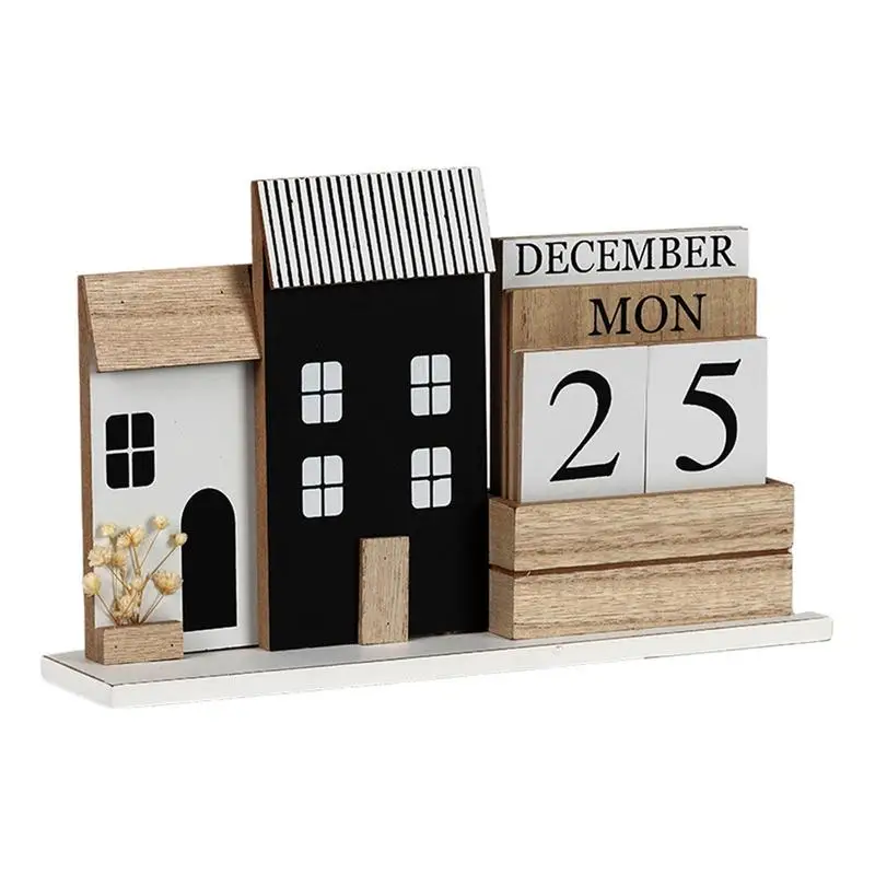 

Винтажный деревянный вечный календарь, отображение даты и месяца, настольные аксессуары, расписание, ежедневник, украшение для офиса и дома