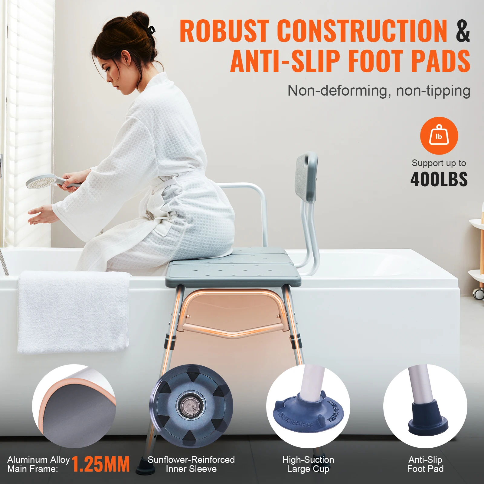 VEVOR Sedile Per Doccia Sgabello Da Bagno Carico Max. 158,8kg