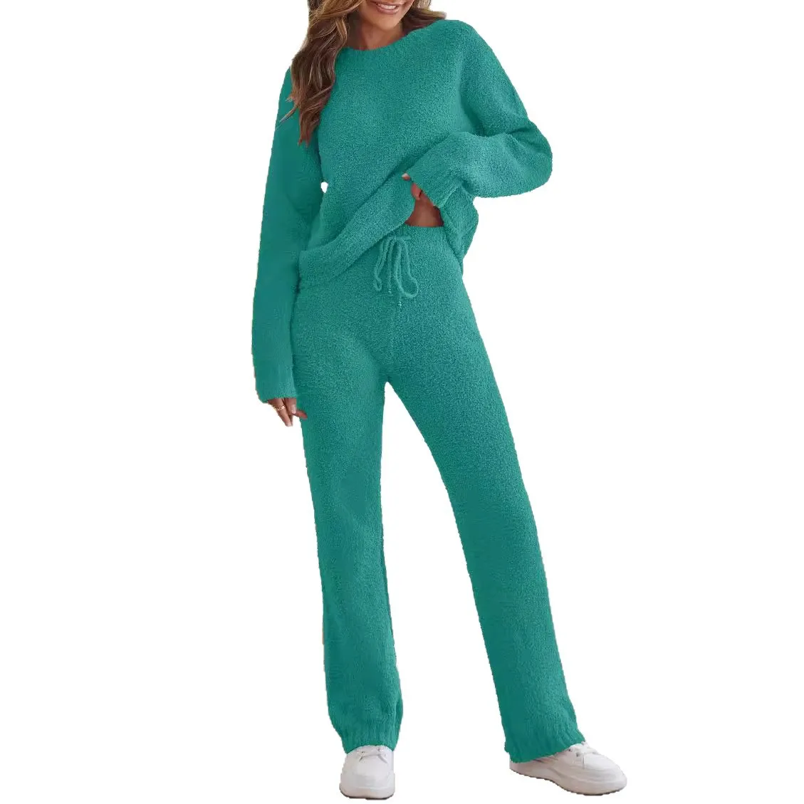 Soft Fluffy Fleece Sweatshirt Sets for Women