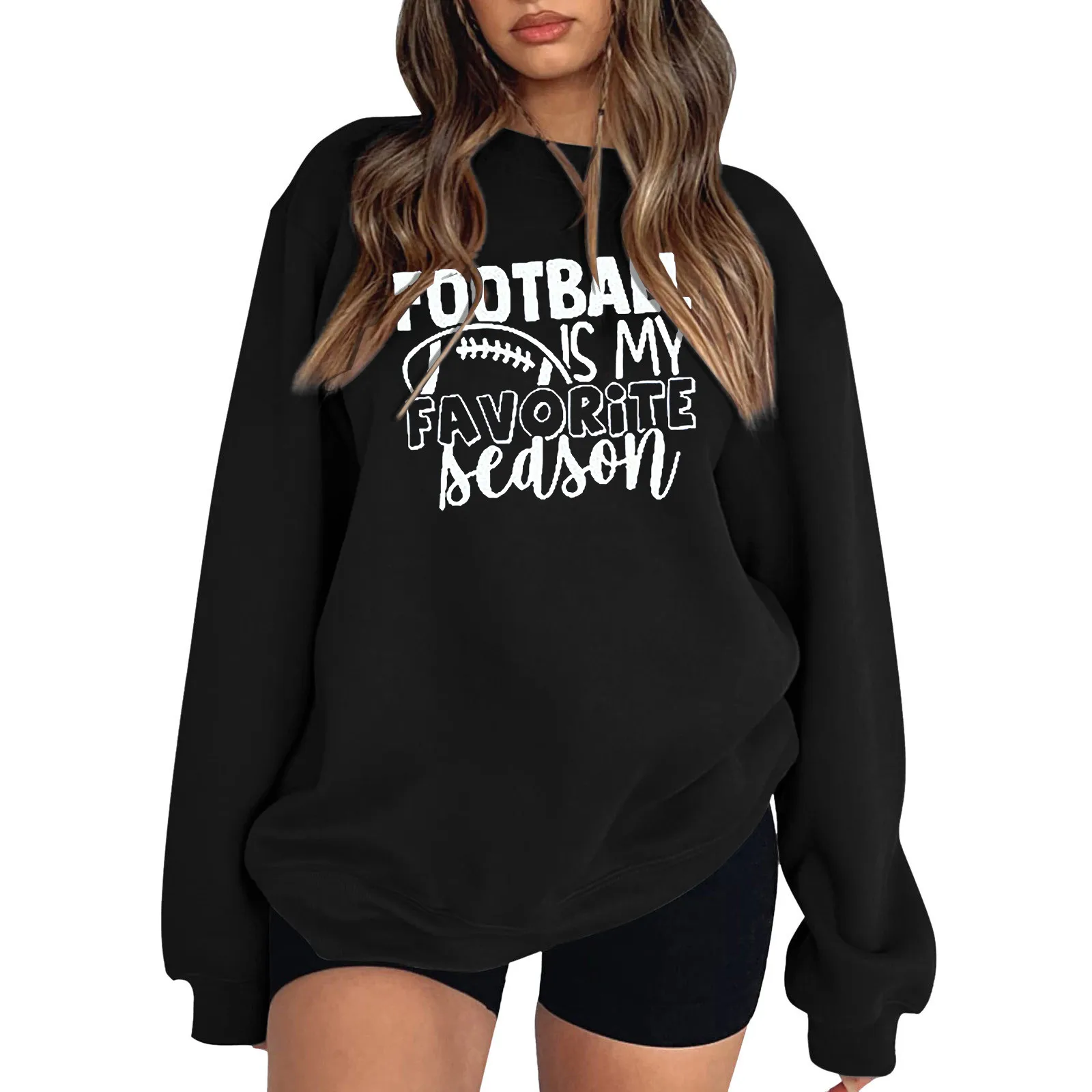 

Versatile Rugby Print Hoodless Sweatshirts Women Autumn Winter Casual Loose Pullover Hoodies Top Harajuku Y2K Female Clothes