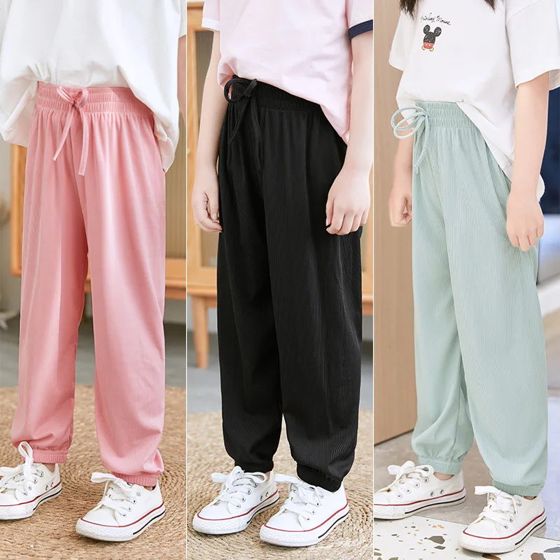 Kids Clothes for Teen Girls Pink Pants 2 To 12 Year Fashion Summer Green Casual Wide Leg Pants Children Loose Cool Trousers girls pants kids pants girls trousers