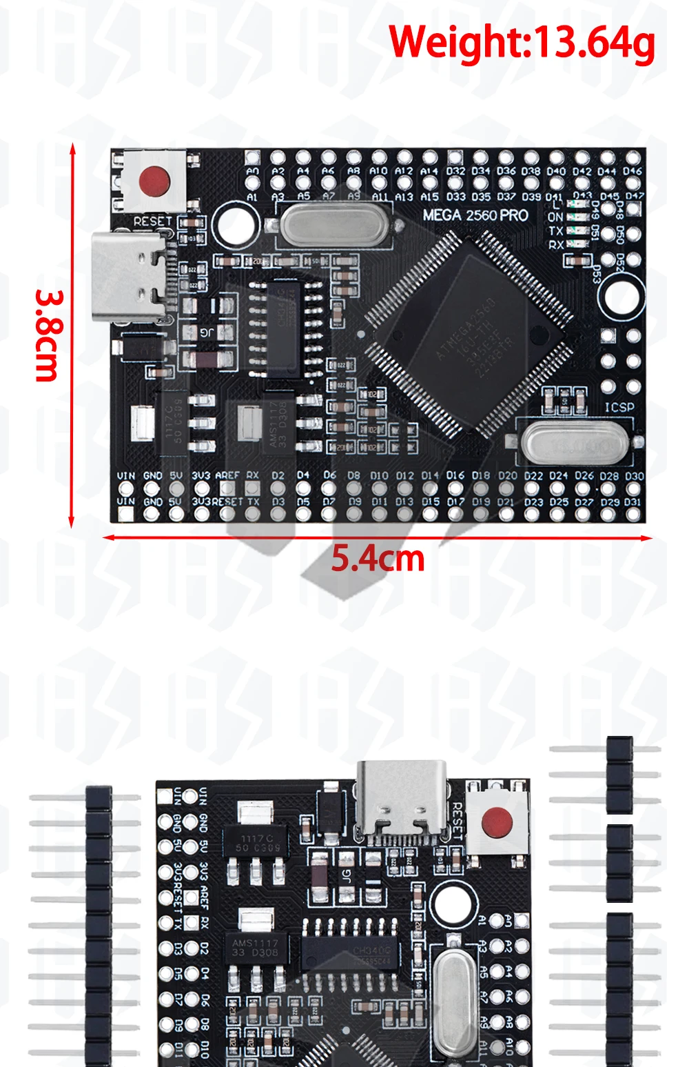 Mega2560ATMEGA16U2/Pro Mini MEGA 2560 Mega+WiFi R3 ATmega2560 Chip CH340G für Arduino Mega R3 Entwicklungsboard für WeMos ESP826 – Detail 14