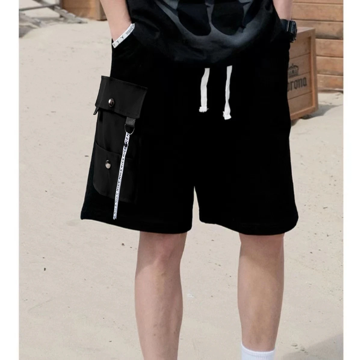 

Тяжелые шорты для мужчин лето 2024 Новинка раздельные стальные штаны с принтом из ледяного шелка пять частей Свободные повседневные спортивные шорты