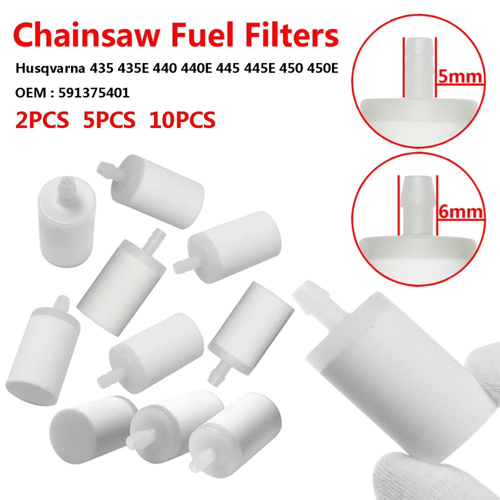 10PCSChainsawFuelFilters5mm6mmForHusqvarna505561656677395