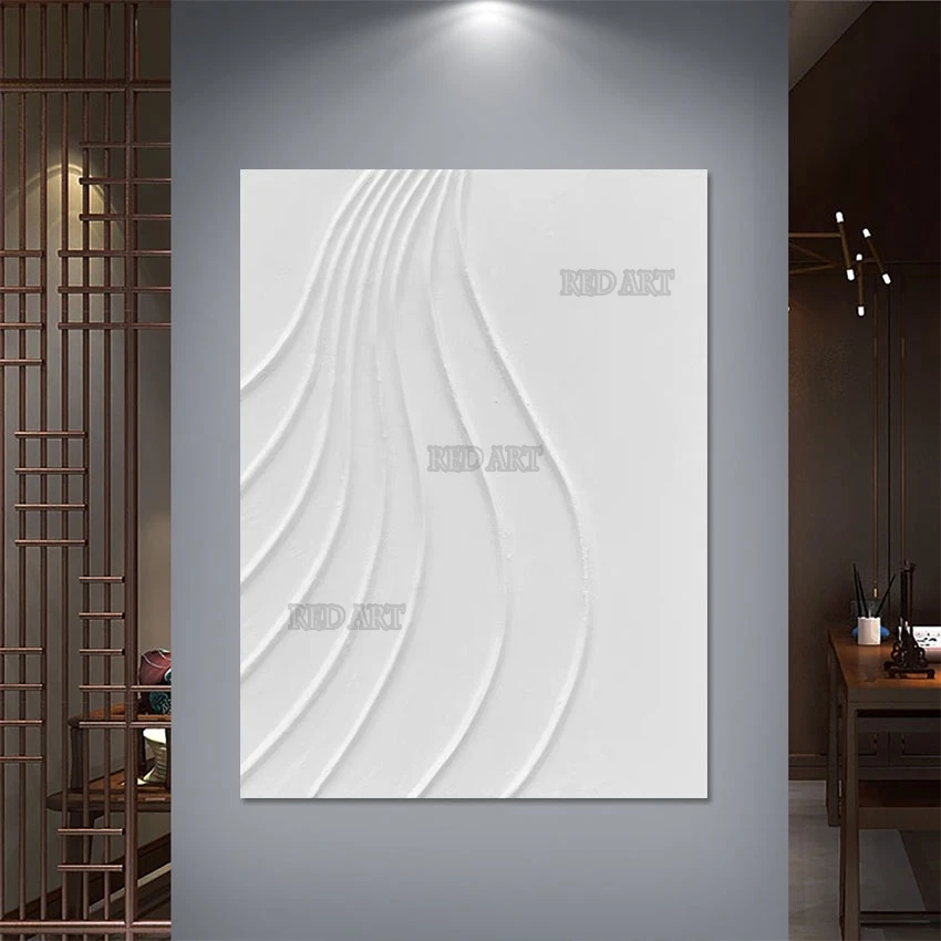 

Толстые белые акриловые художественные произведения, абстрактная ручная роспись 3D картина маслом, декоративный предмет, произведение искусства на холсте, большой размер