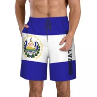 2023 Summer Polyester El Salvador Country Flag 3D Printed Men's Board Shorts Beach Pocket Running Summer Pants 2
