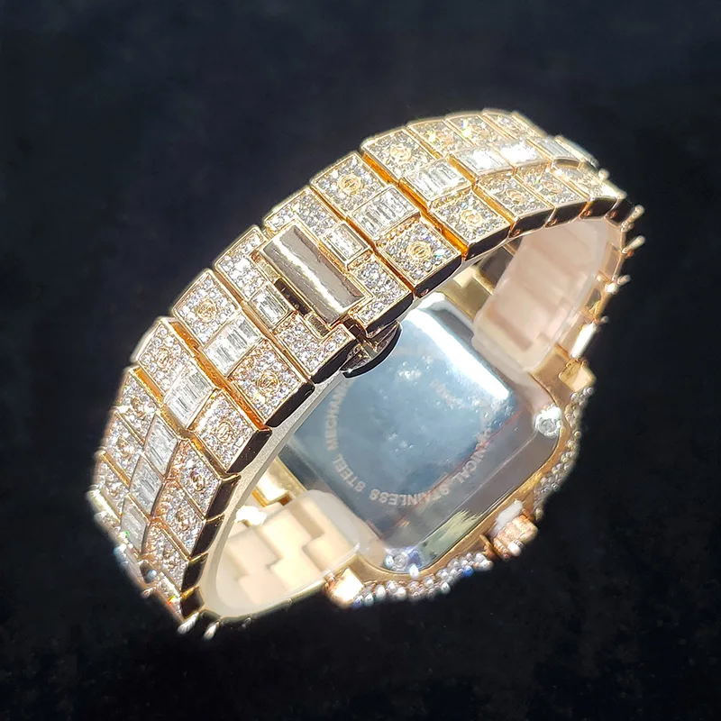 Heißer Verkauf Diamant Uhr für Männer Top Marke Luxus Eis Armbanduhr Mode Edelstahl Wasserdicht Quarz Uhren Dropshipping – Detail 16