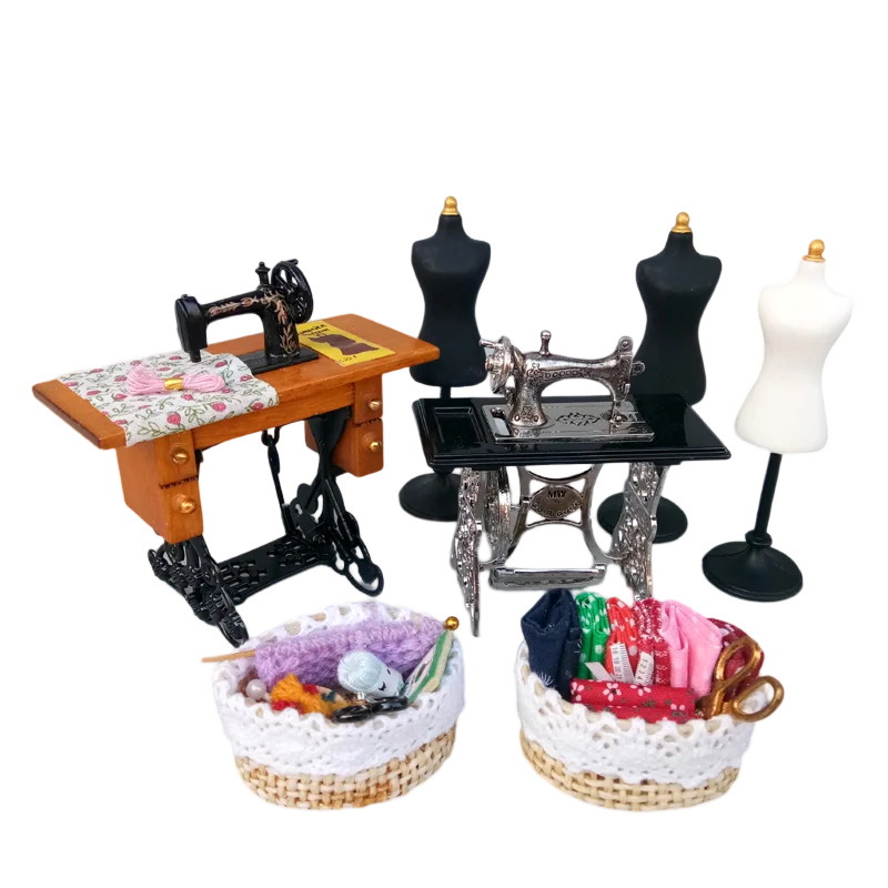 Doll House Food Play Scene Model Accessories Simulation Sewing Machine Tailor Mini Iron doll accessories