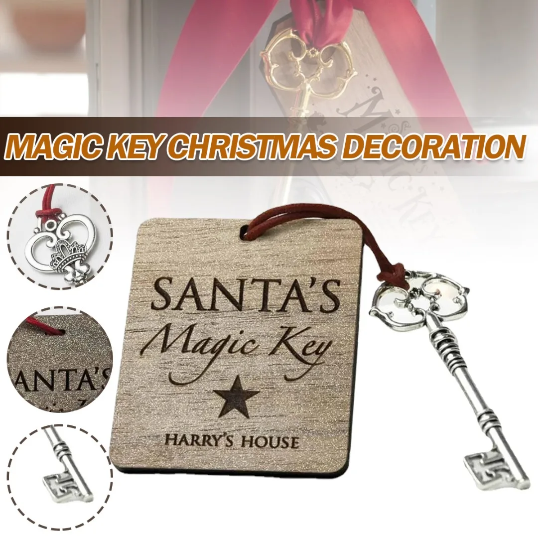 Christmas Hanging Ornament Creative Christmas Santas Key Pendant No Chimney  House Party Holiday Decoration Gold/Silver