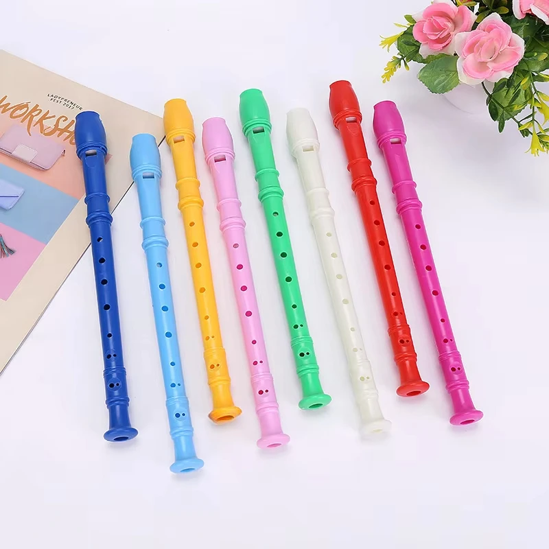 8 Holes Plastic Flute Colorful Recorder Woodwind Instrument For Beginner Musical Educational Children Toys With Cleaning Stick flute instrument