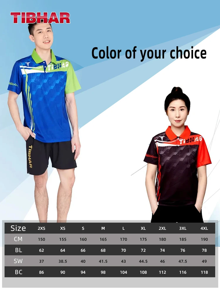 Sport T Shirt Tibhar 02303 Men Women Table Tennis T-shirt Short Sleeve Shirts Clothes Sportswear Top Ping Pong T Shirt