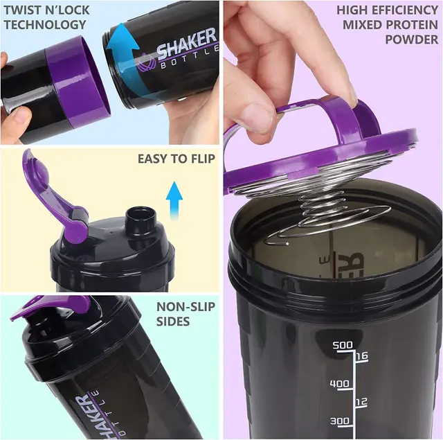500ML Shaker Cups Portable Protein Powder Shaker Water Bottles Outdoor Sports Milkshake Kettle Gym Fitness Mixing Shake Cup 3