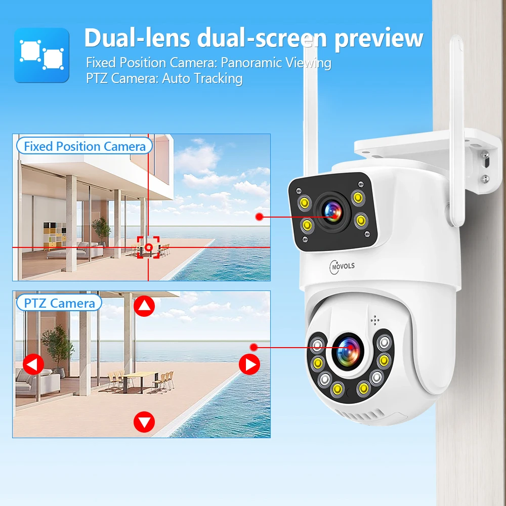 Movols 1080P PTZ IP Camera Two-way Audio WIFI Wireless Smart Tracking Security S