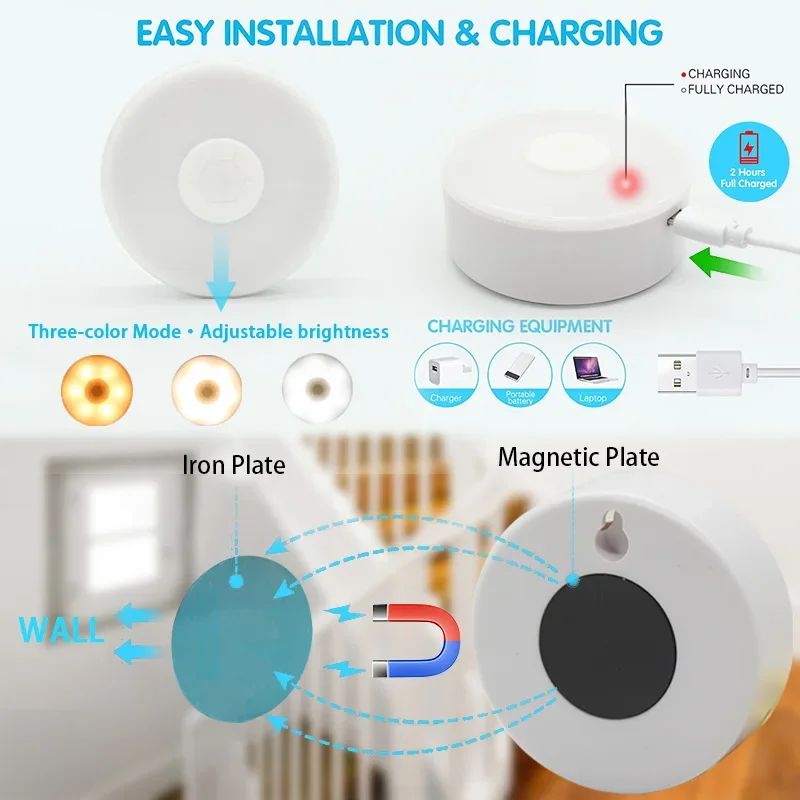 Description Picture 3 of itemSmart Kitchen Lights USB Rechargeable LED Night Light Stepless Dimming Cabinet Lamp Lighting for Kitchen Closet with Magnetic