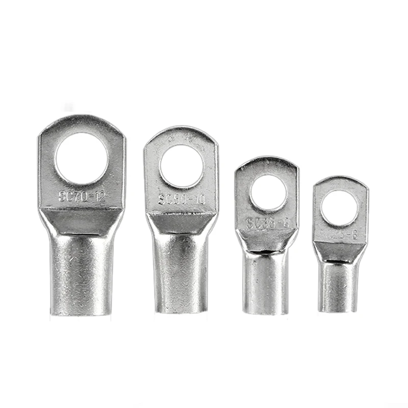 절연 베어 구리 배터리 블록 도체 케이블 러그 홀 커넥터, 냉간 압착 단자, SC6, SC10, SC16, SC25, 100 개