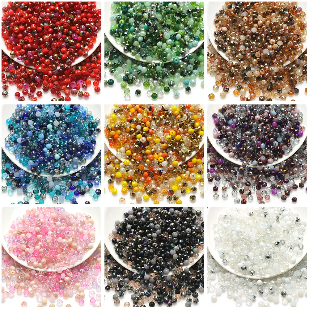 2/3/4/6/8/10/12MM Rondelle Austria Faceted Crystal Glass Beads Round Loose Spacer Beads for Jewelry Making