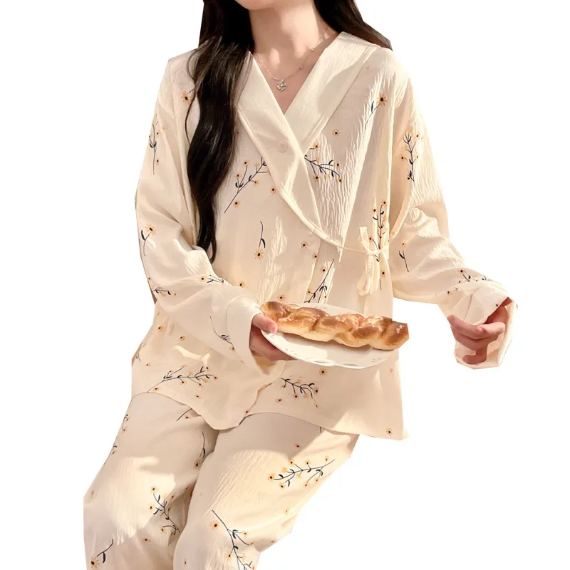 Postpartum Nursing Sleepwear Thin Cotton Gauze Adjustable Breastfeeding Comfortable Maternity Nightgown for Late Pregnancy