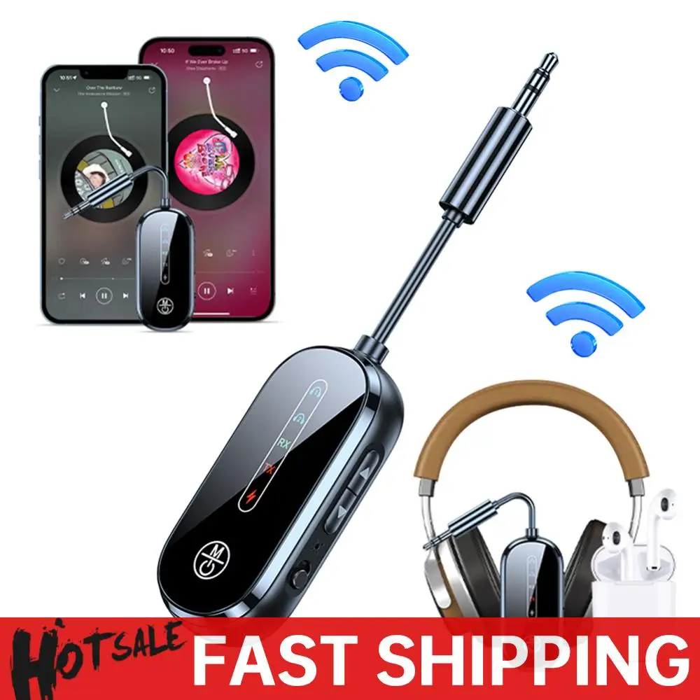 Airplane Bluetooth-Compatible 5.4 Adapter 3.5mm Low Latency Audio Adapter Supports 2 AirPods Or Headphones Wireless BT Receiver for bluetooth adapter,bluetooth audio receiver,bluetooth transceiver adapter,audio adapter,bluetooth aux adaptor