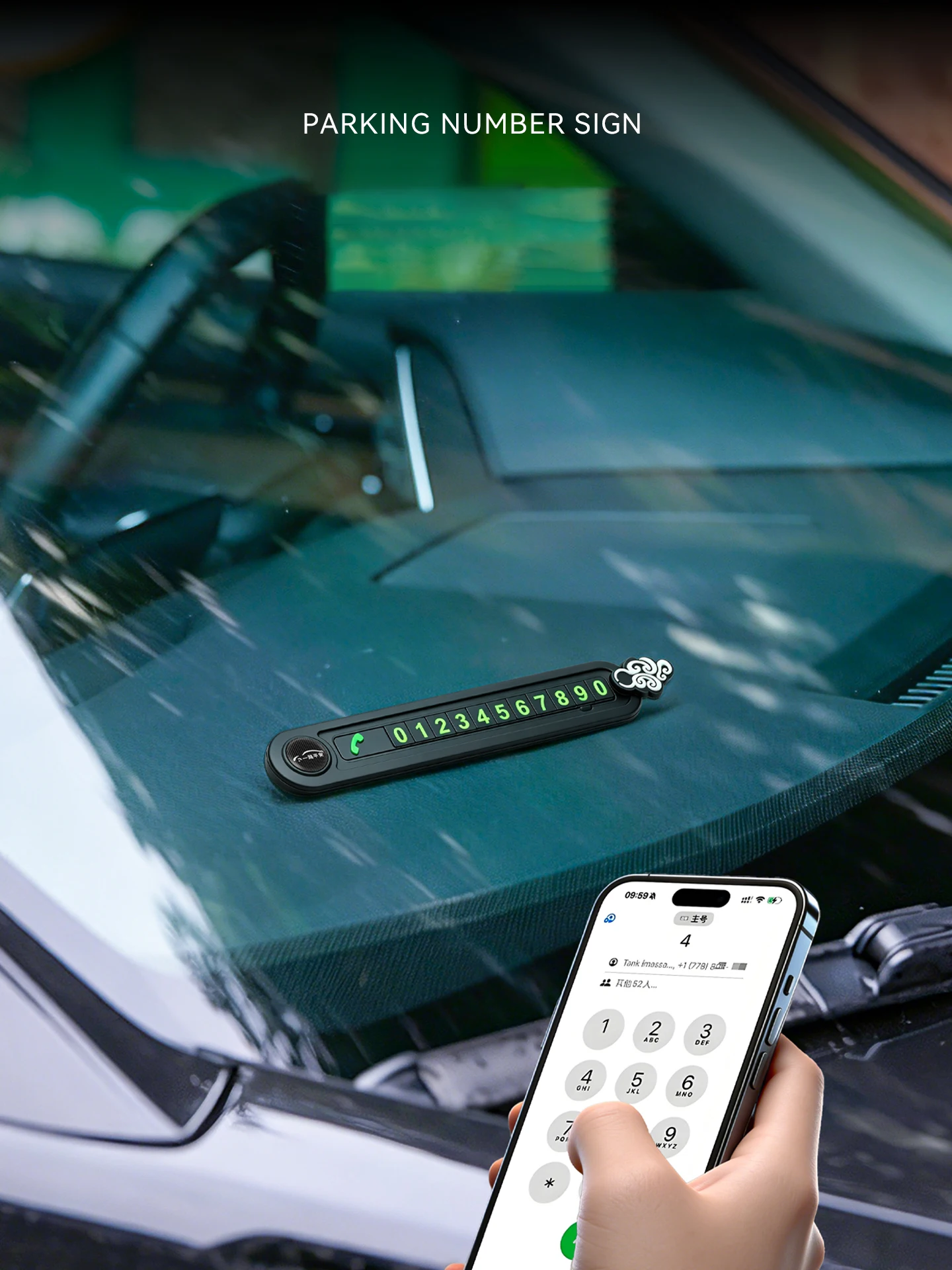 Portable Temporary Parking Phone Number Display Plate with Callback Feature