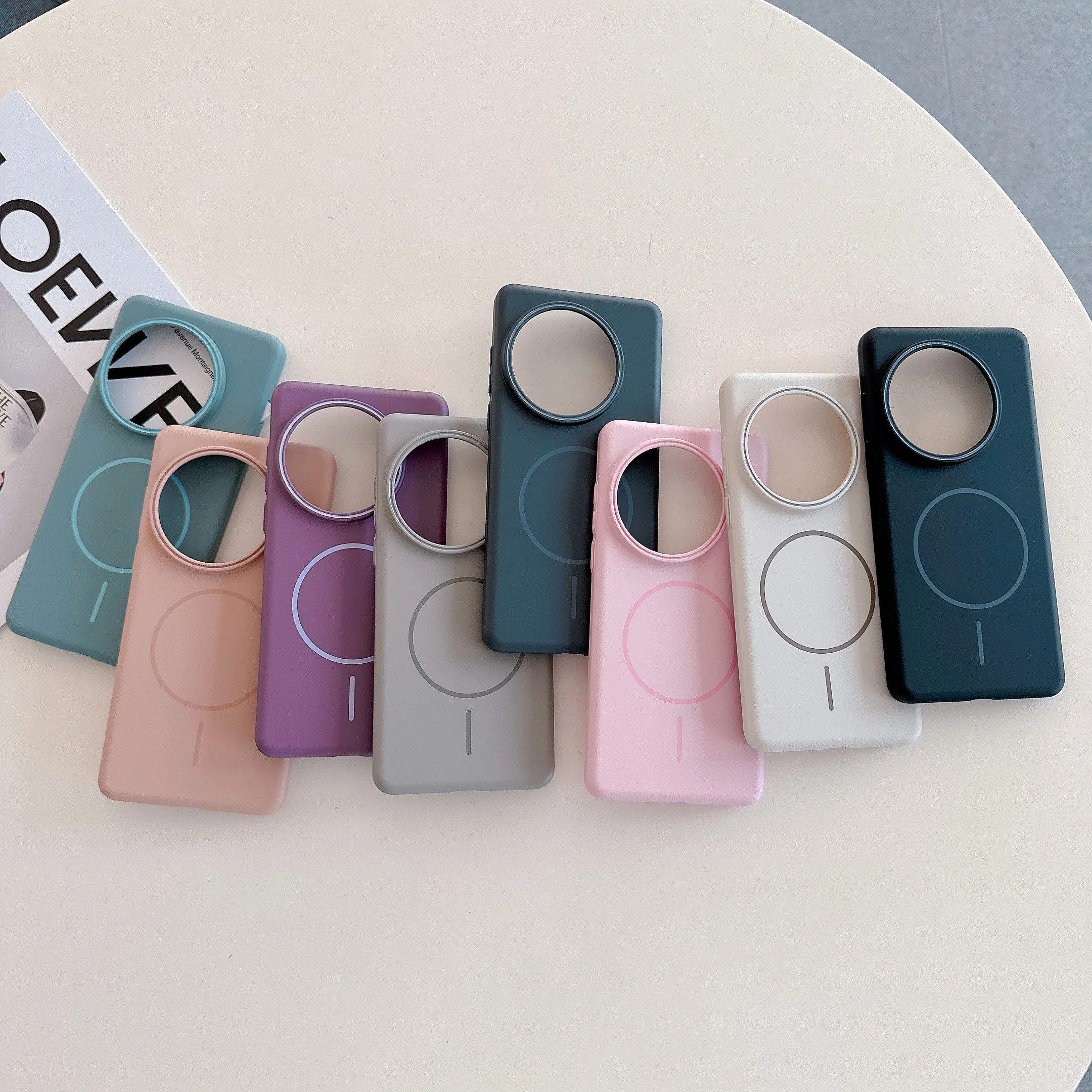 Magnetic Candy Color Frosted Case with Wireless Charging and Matte Color Lens Protection