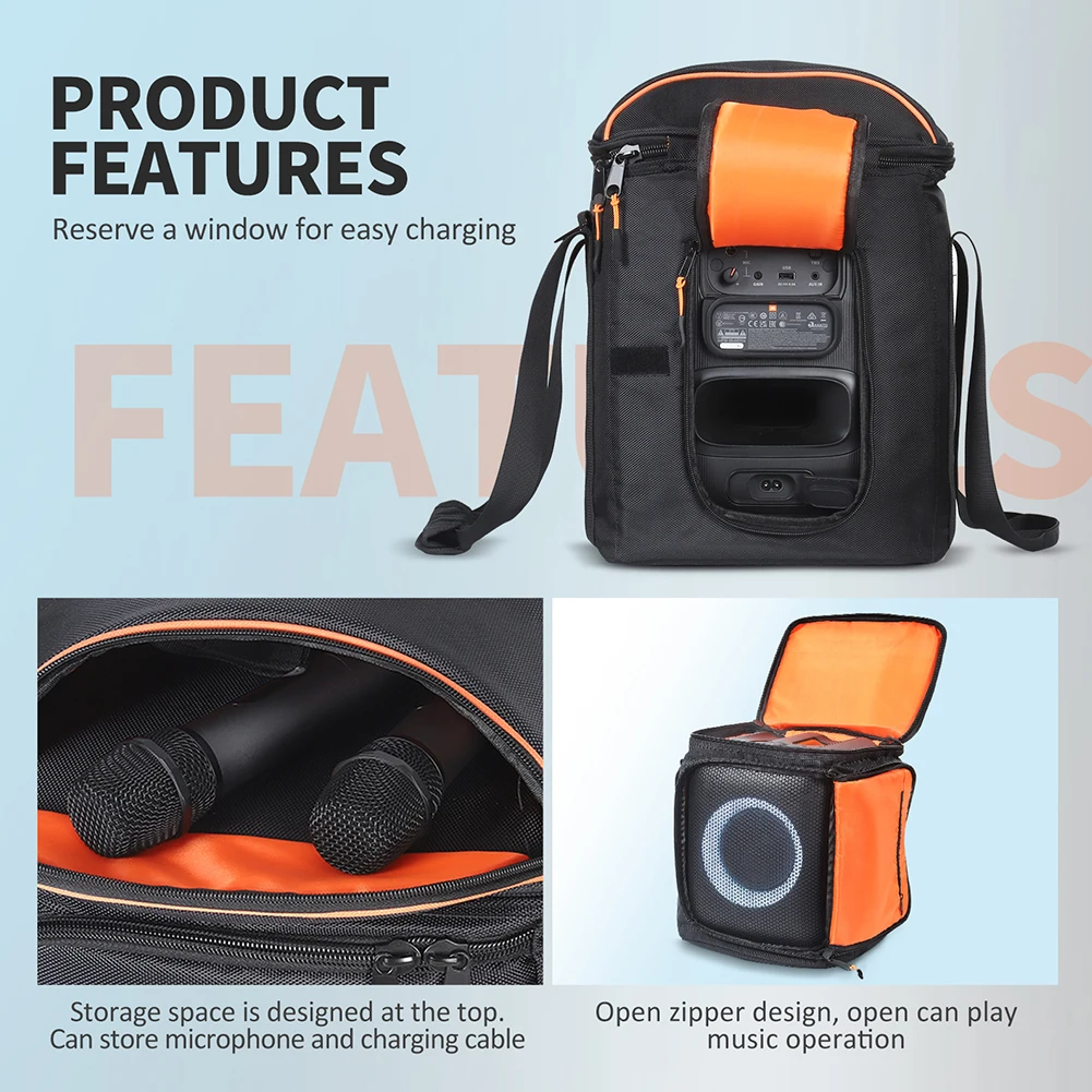 Description Picture 6 of itemWaterproof Speaker Bag Case Large Capacity Portable Travel Carrying Case with Adjustable Strap for JBL PartyBox Encore Essential