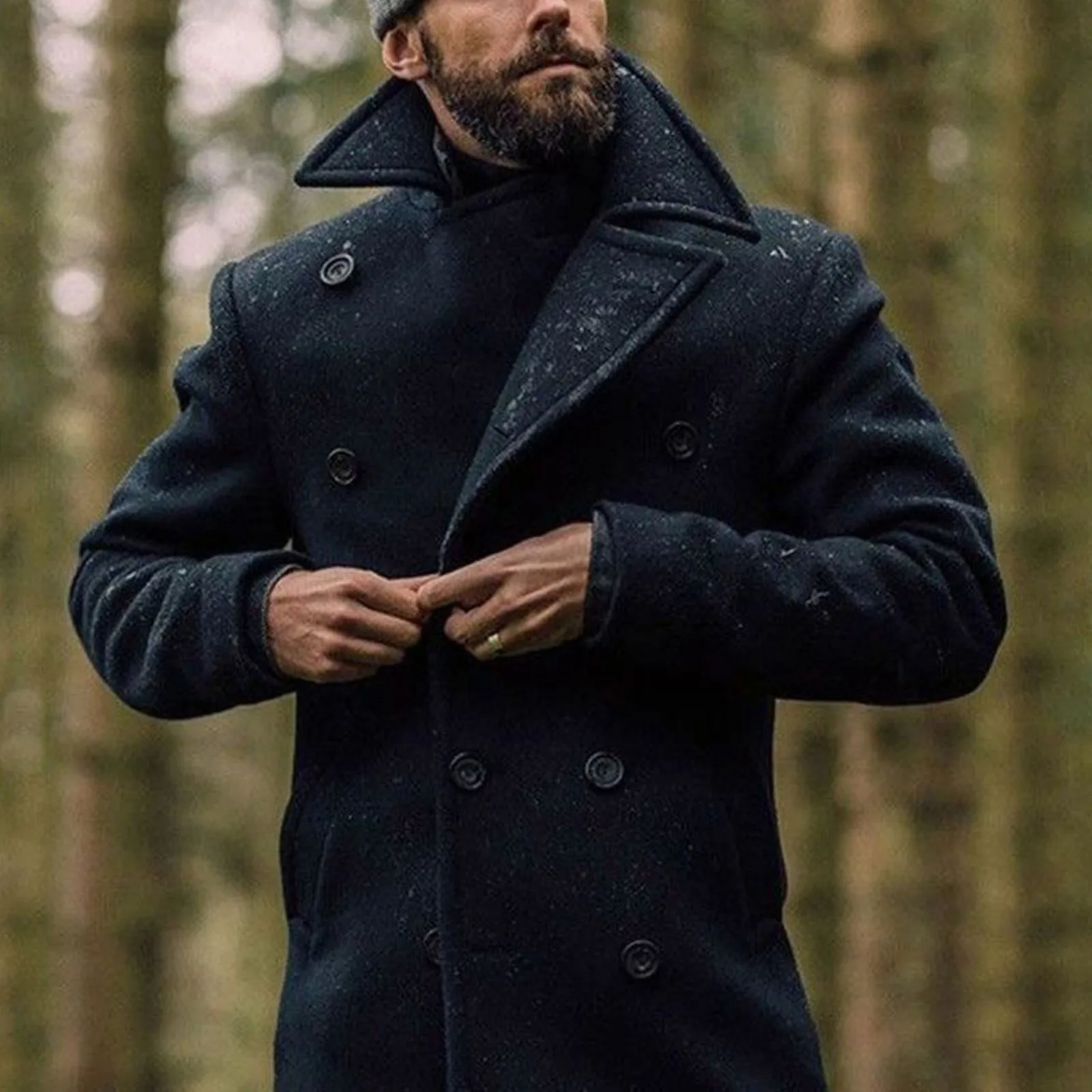 

Осень-зима 2023, ветровка, Мужское пальто средней длины, корейское приталенное шерстяное пальто, британское пальто, ветровка для мужчин