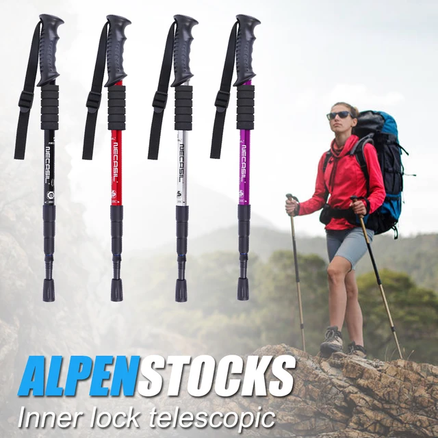 1/2Pcs Light Aluminum Alloy Folding Walking Sticks for Hiking Climbing Mountain High-quality 4-section Telescopic Trekking Poles