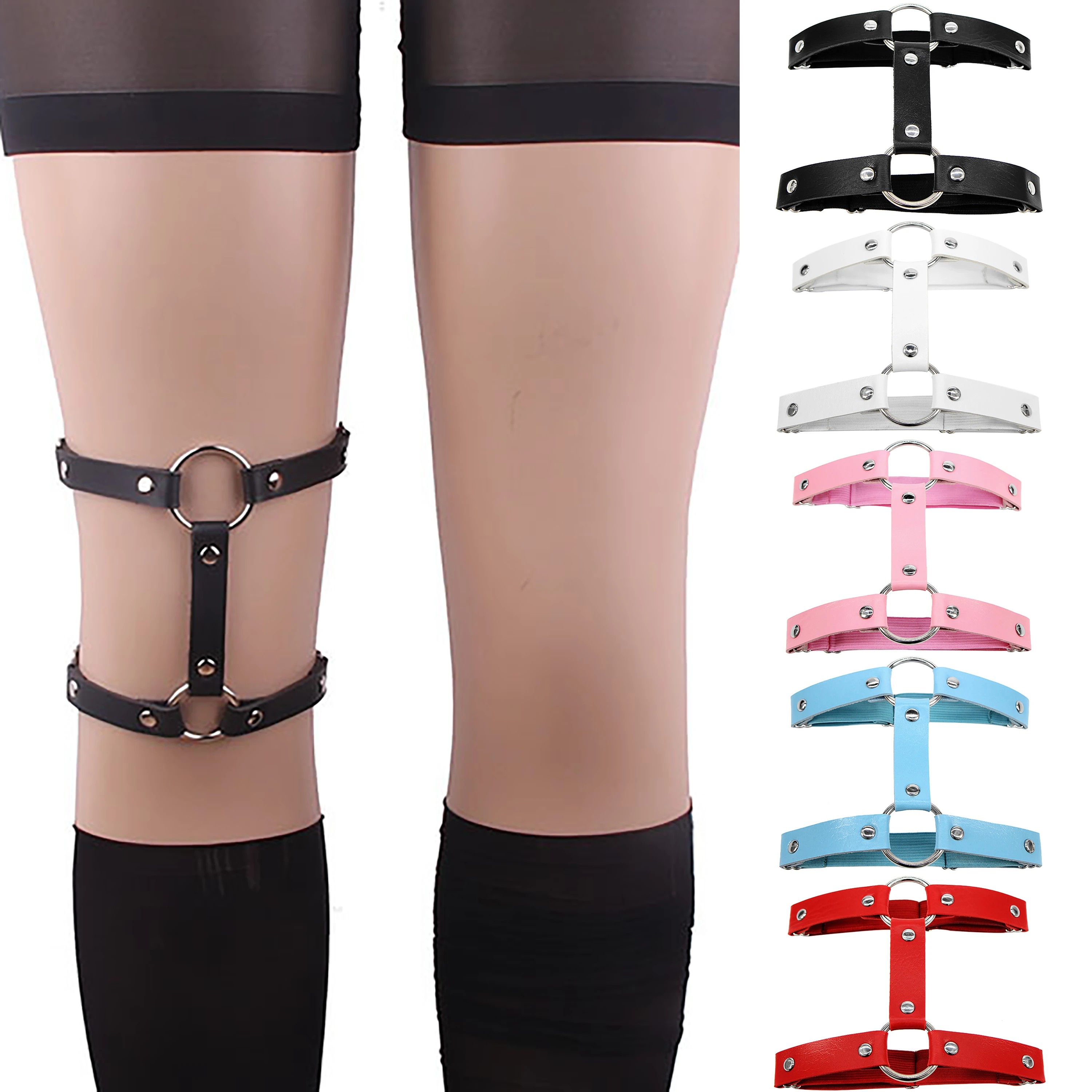 1PC Women Girls Sexy Elastic Garter Belt Pu Leather Punk Gothic Harness