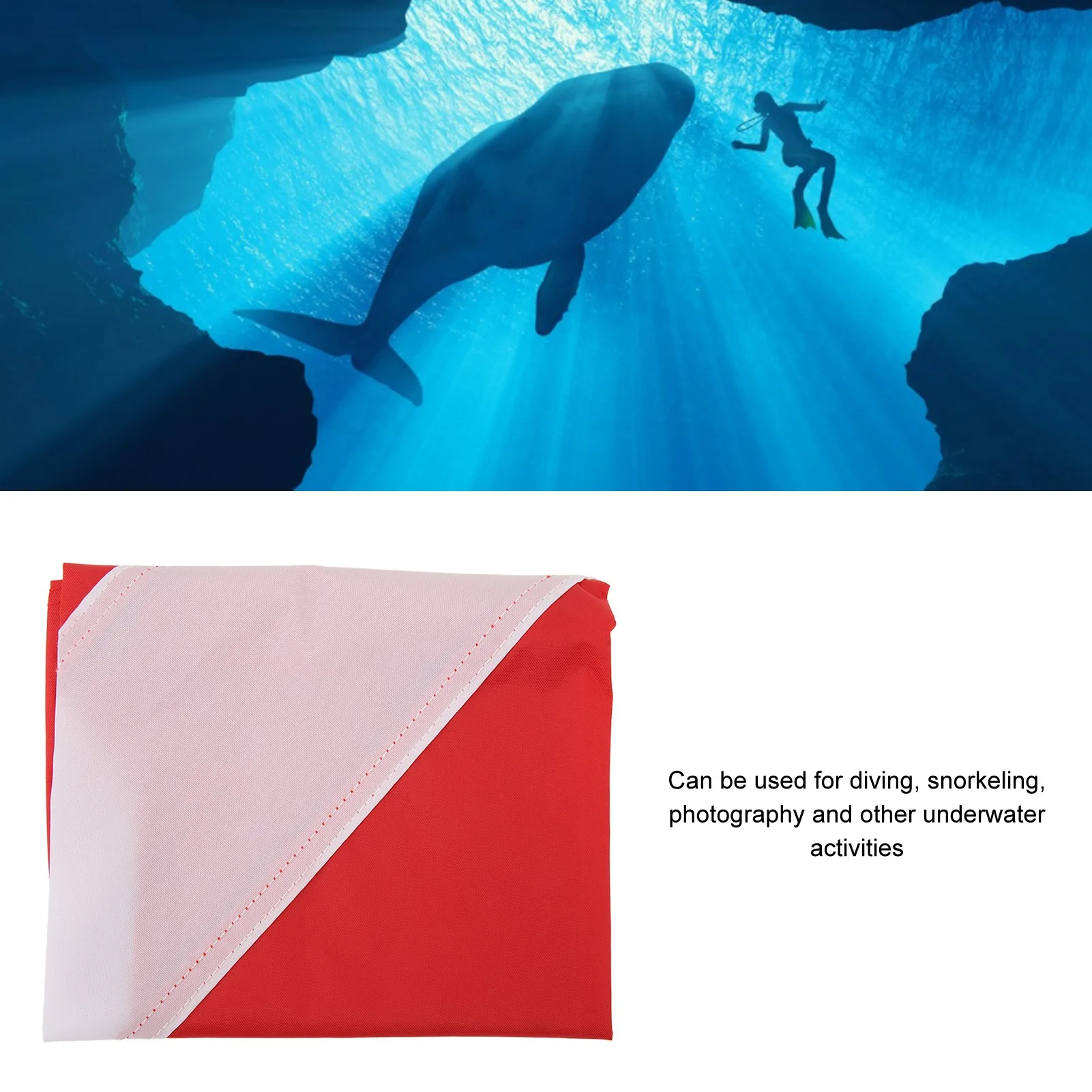 49x59cm Red White International Diving Flag Bright Colors Nylon Diver Down Flag For Underwater Activities 6