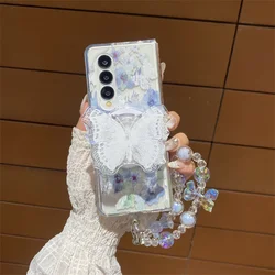 Charming Butterfly Bracelet Case with Flower Chain Stand for Samsung Galaxy Z Fold Series (HDZJ)